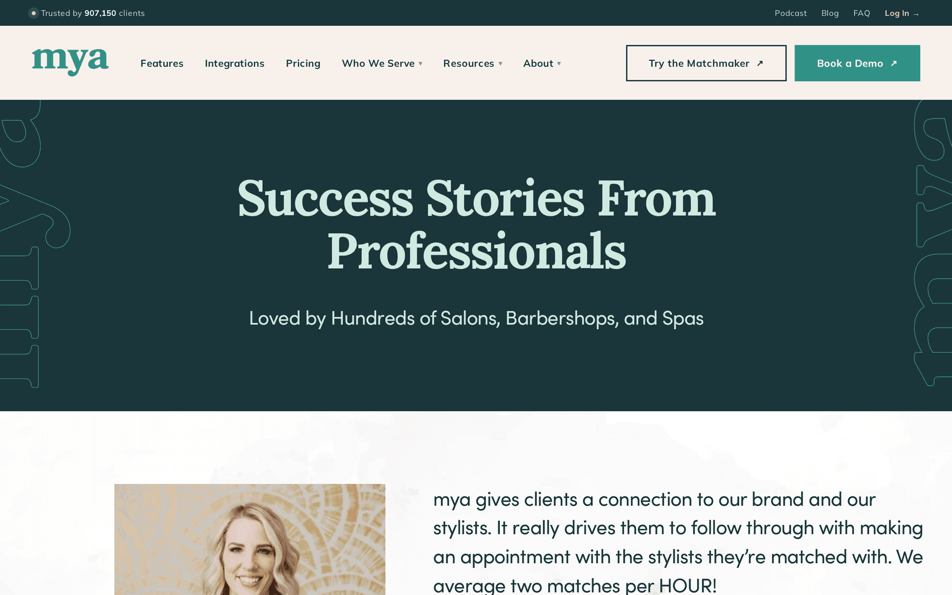 Mya testimonials page