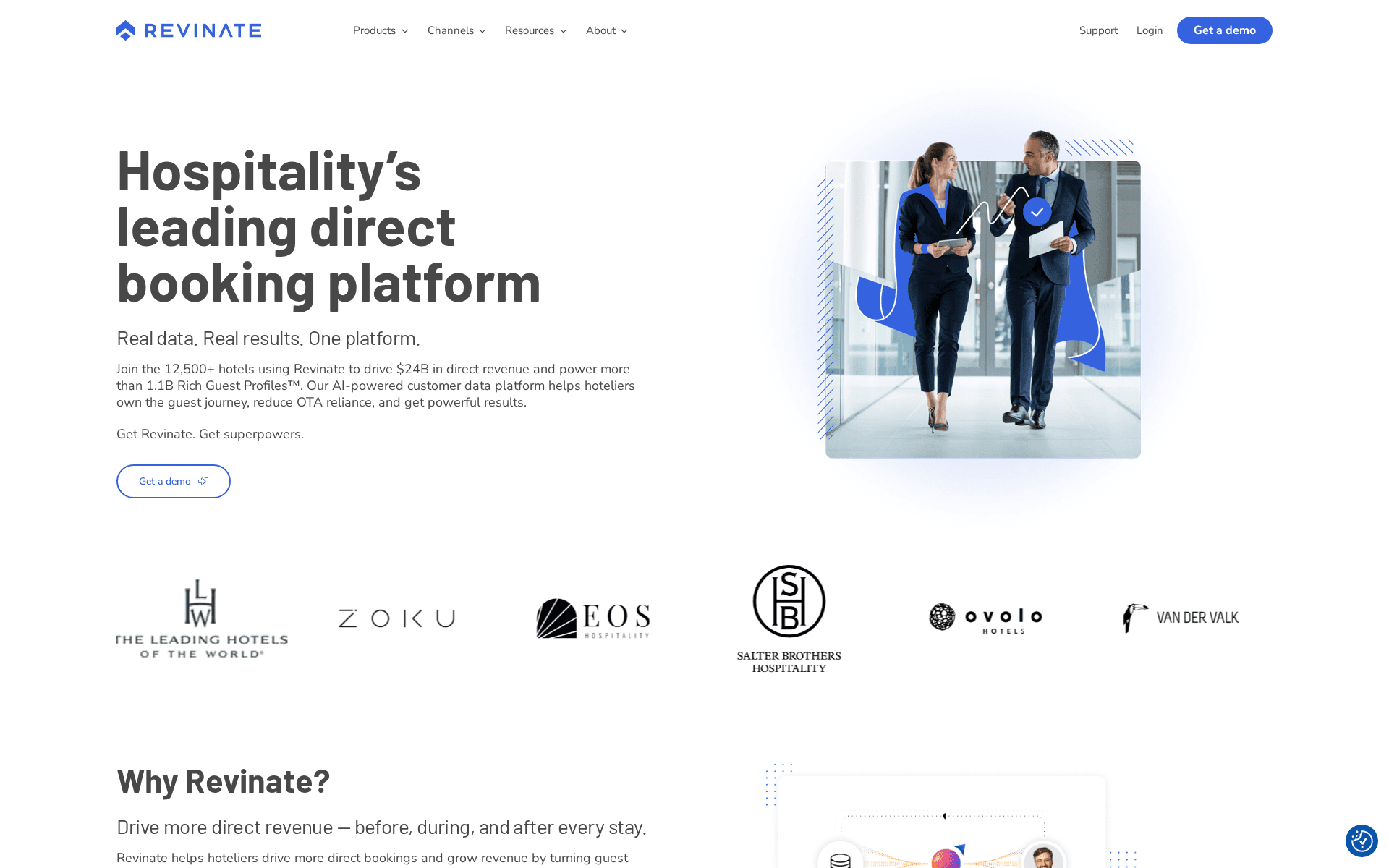 Revinate marketing site homepage
