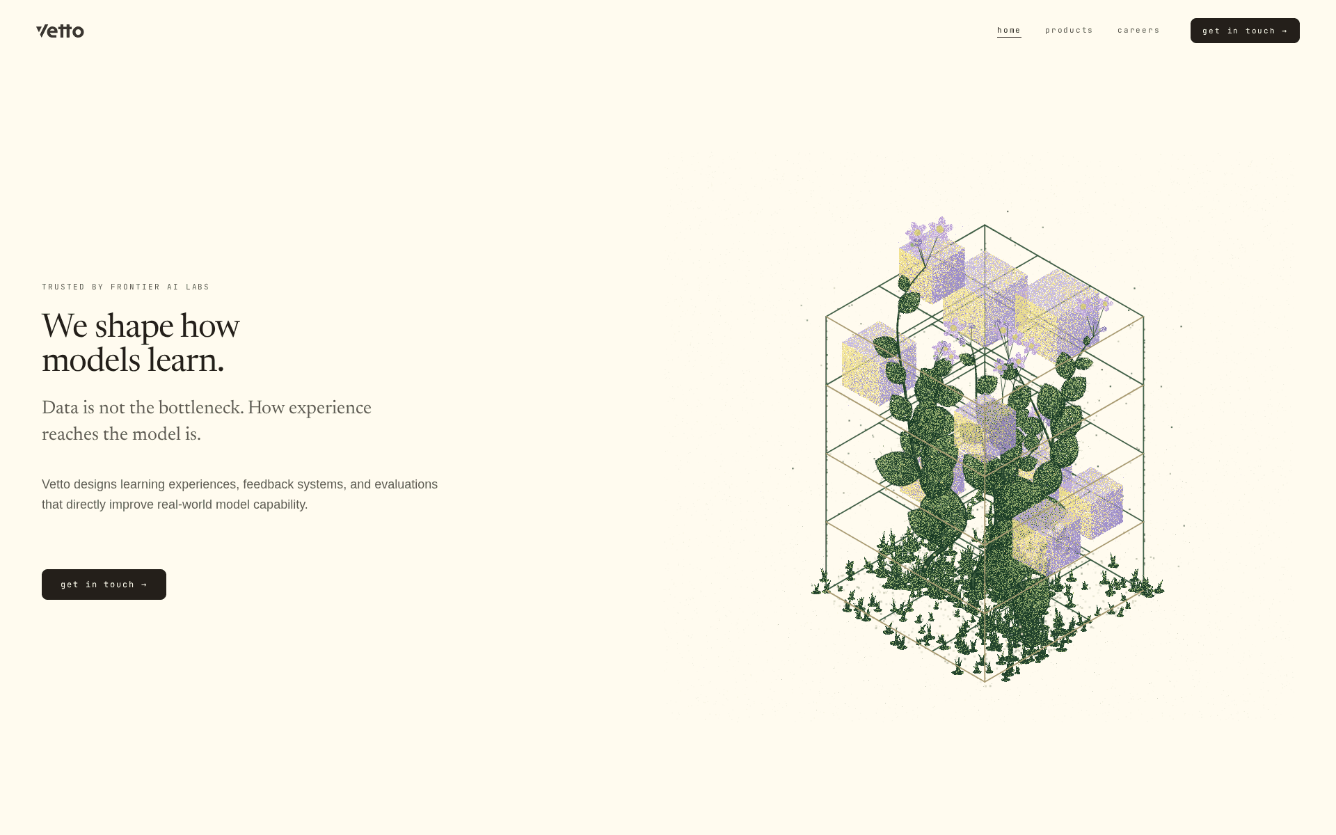 Vetto AI homepage: We shape how models learn